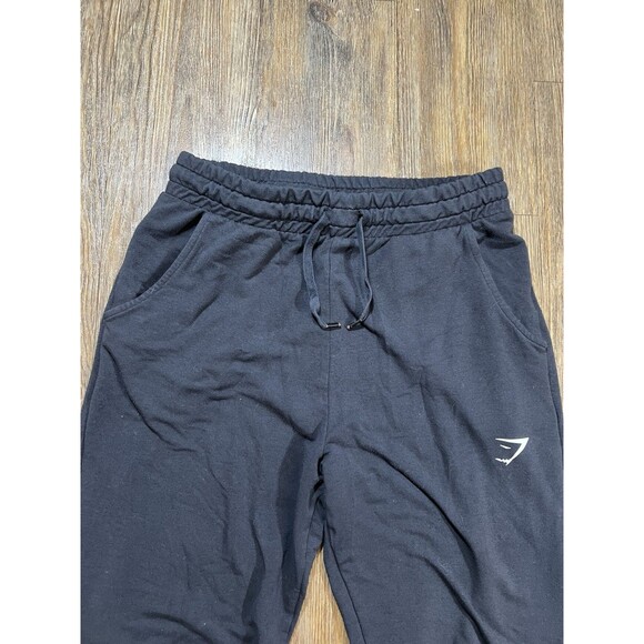 Gymshark Crest Black Cotton Blend Jersey Sweatpants Joggers Men's M - Picture 2 of 8